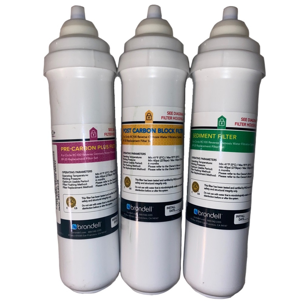 Brondell RC100 3 PACK Filter Kit for Circle RC100 Reverse Osmosis System RF-20